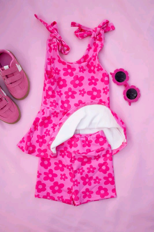 Pink flowers tank top matching shorts summer set preorder