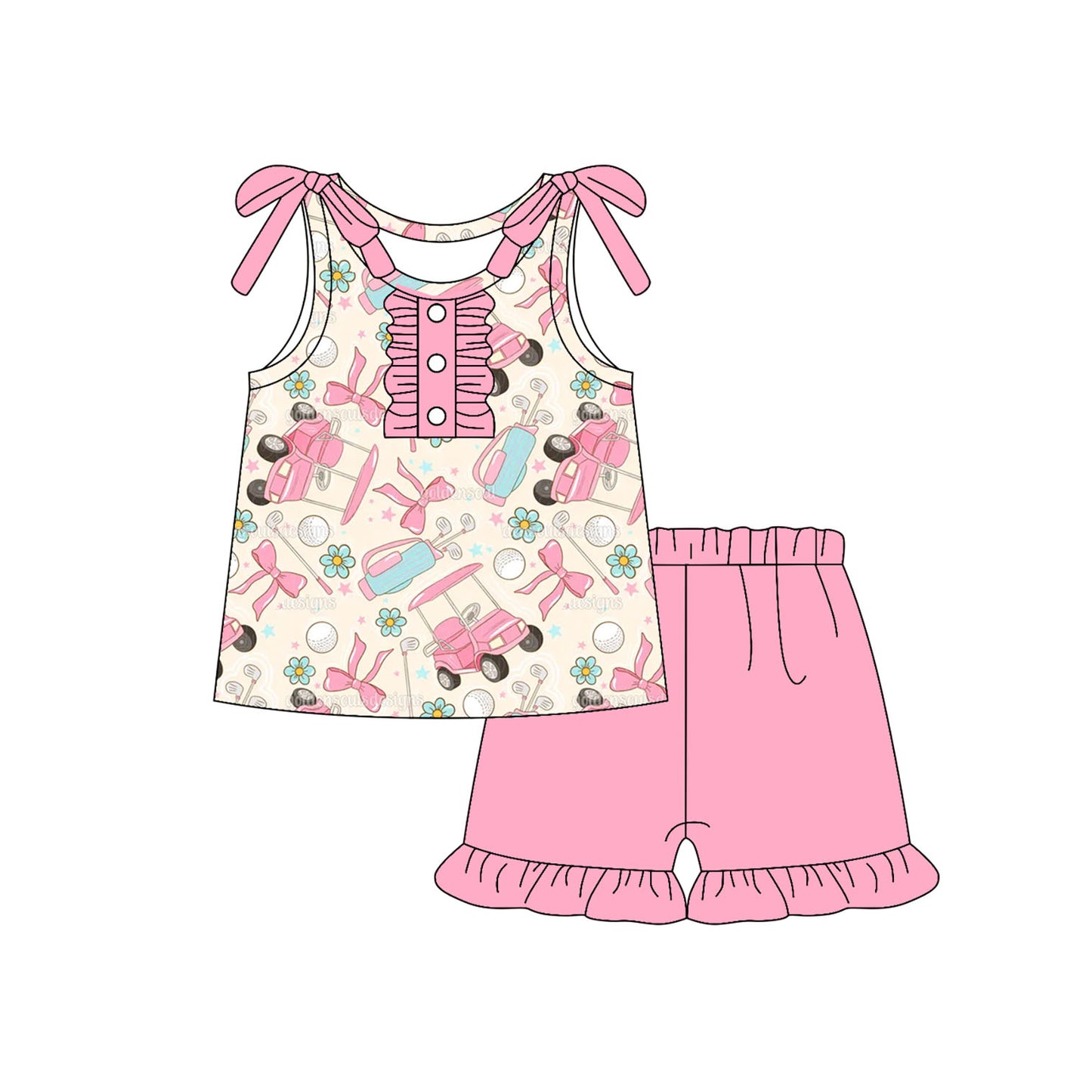 Golf design toddle girls summer short set  preorder