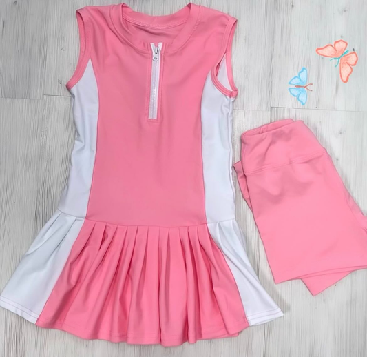 Baby girls pink active wear shirt  matching shorts athletic summer yoga outfit preorder