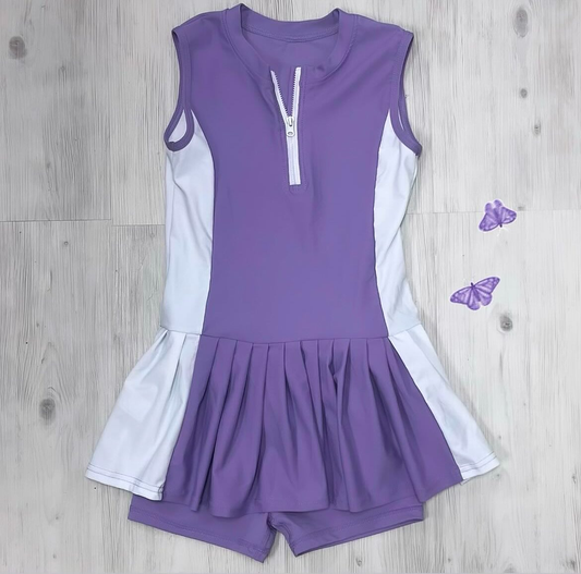Baby girls lavender active wear shirt  matching shorts athletic summer yoga outfit preorder