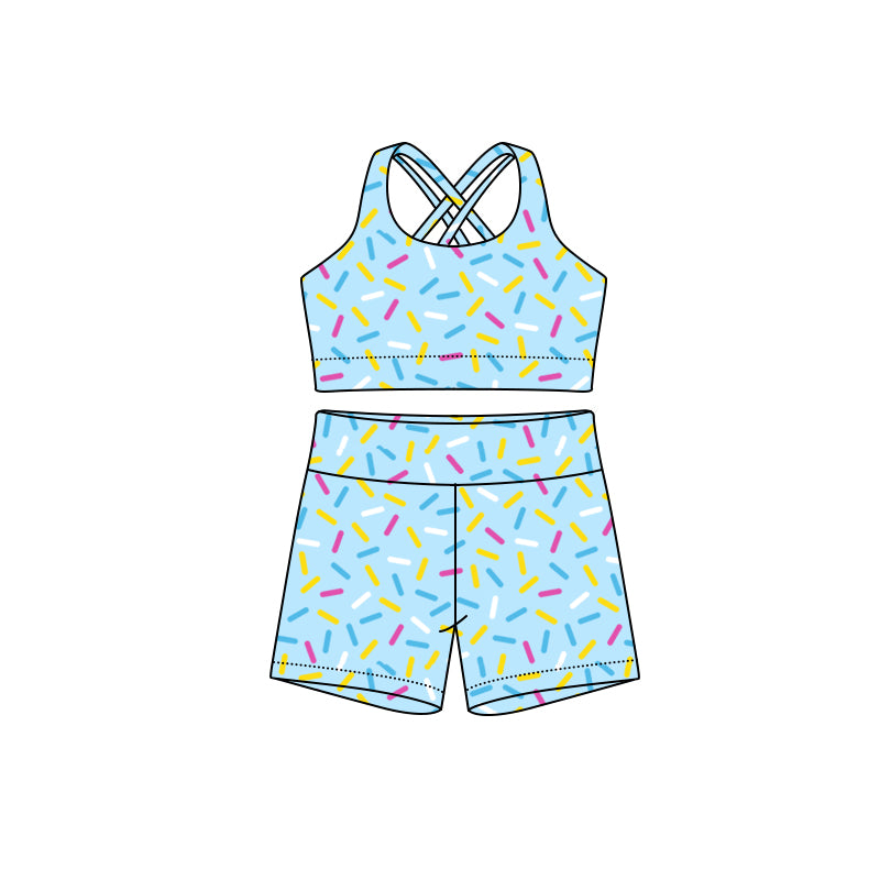 Adult Women blue ice cream color summer short set preorder