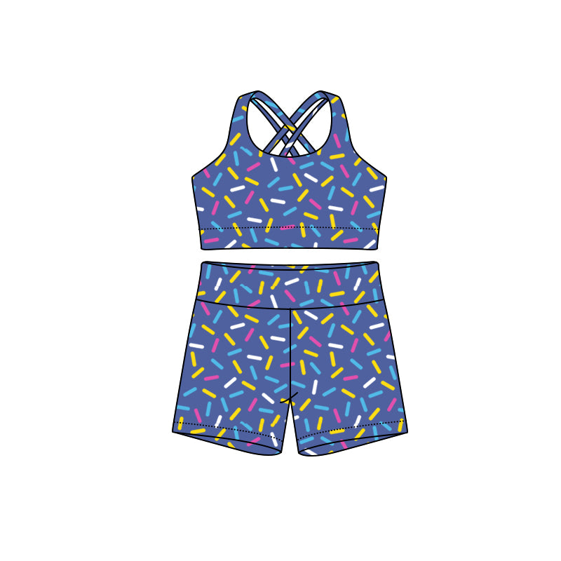 Adult Women blue ice cream color summer short set preorder