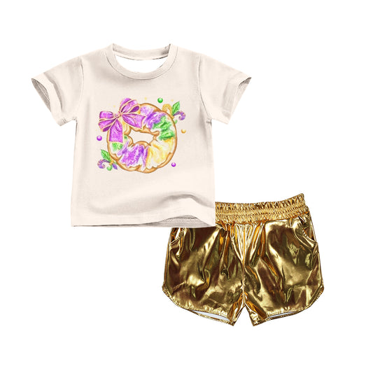 Happy Mardi Gras bow top matching p leather shorts outfit preorder