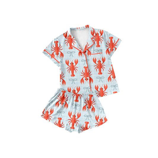 Crawfish design girls short sleeve pajama set preorder