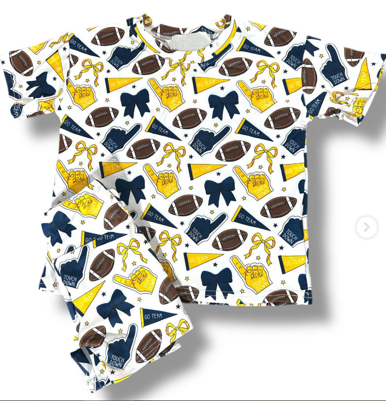 Yellow football team kids girls summer outfit preorder