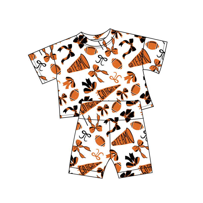 Orange football team kids girls summer outfit preorder