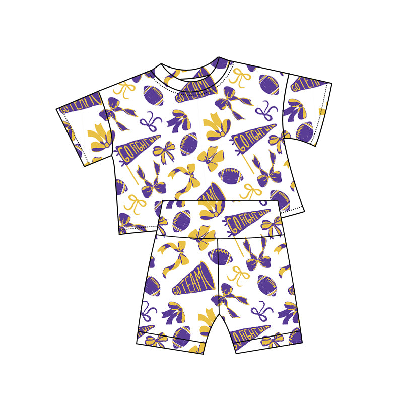 Purple football team kids girls summer outfit preorder