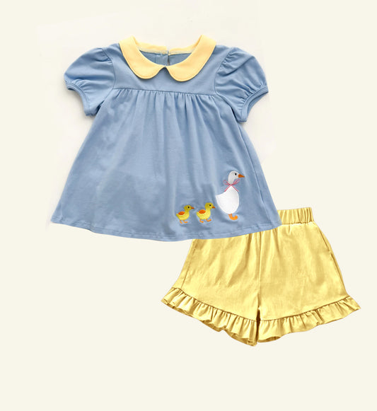 Duck goose design kids girls summer outfit preorder
