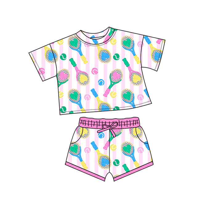 Kids girls Valentines day tennis print  outfit preorder