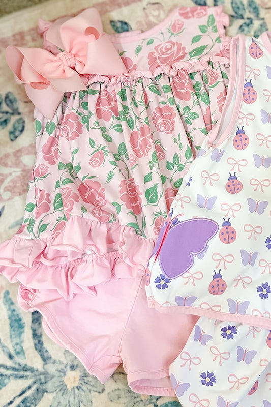 Flower print baby girls summer outfit preorder