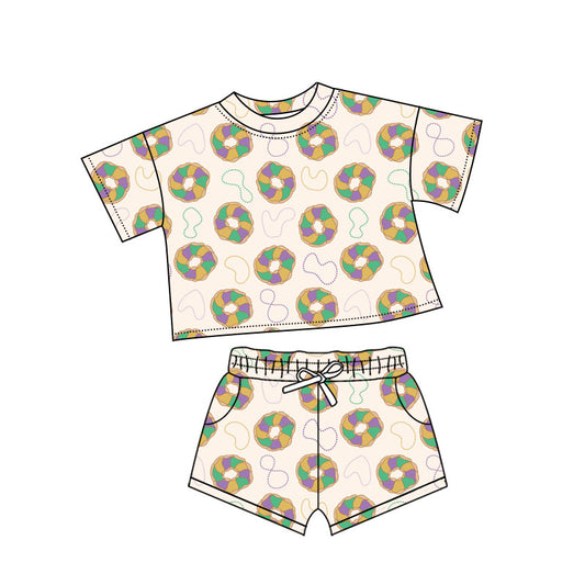 Girls mardi gras top matching shorts summer outfit preorder
