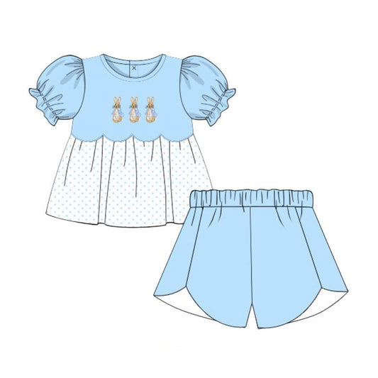 Easter bunny shirt polka dots shorts girls summer outfit preorder
