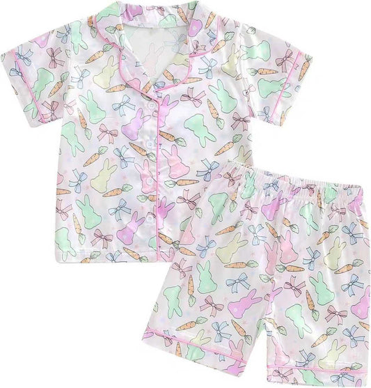 Adult women Easter bunny carrot  short sleeve pajama set preorder