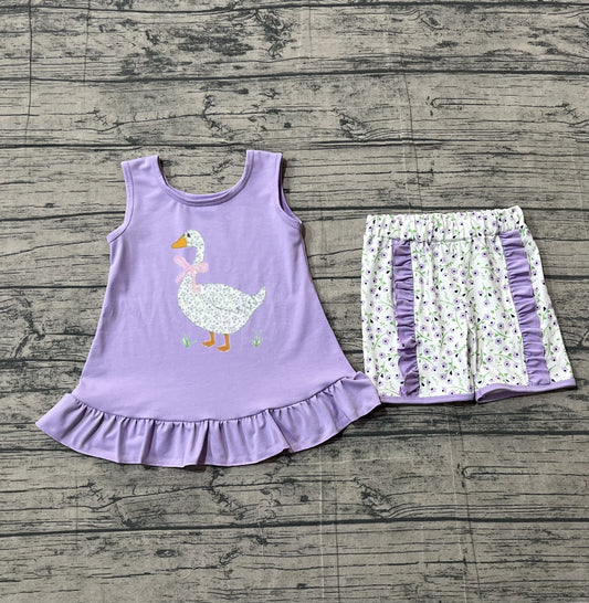 Embroidery Goose shirt matching shorts girls holiday outfit preorder