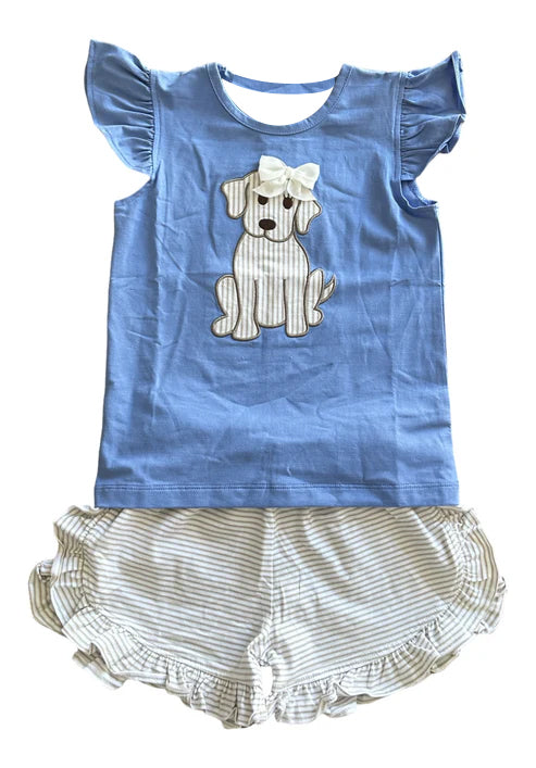 Cute dog shirt matching shorts girl outfit preorder