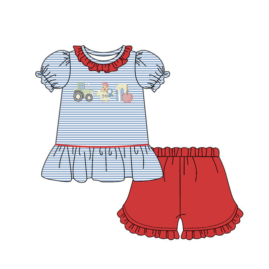 Farm chicken shirt matching shorts girls outfit preorder