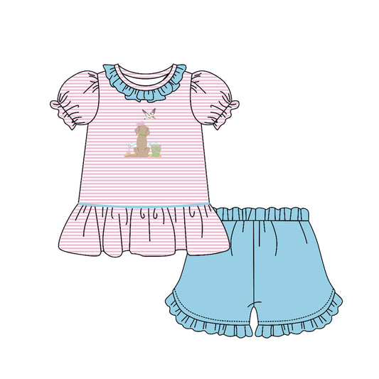 Duck dog shirt matching shorts girls outfit preorder