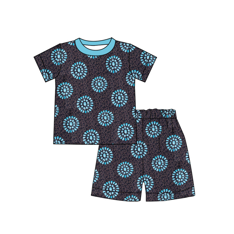 Turquoise top matching shorts girls short sleeve outfit preorder