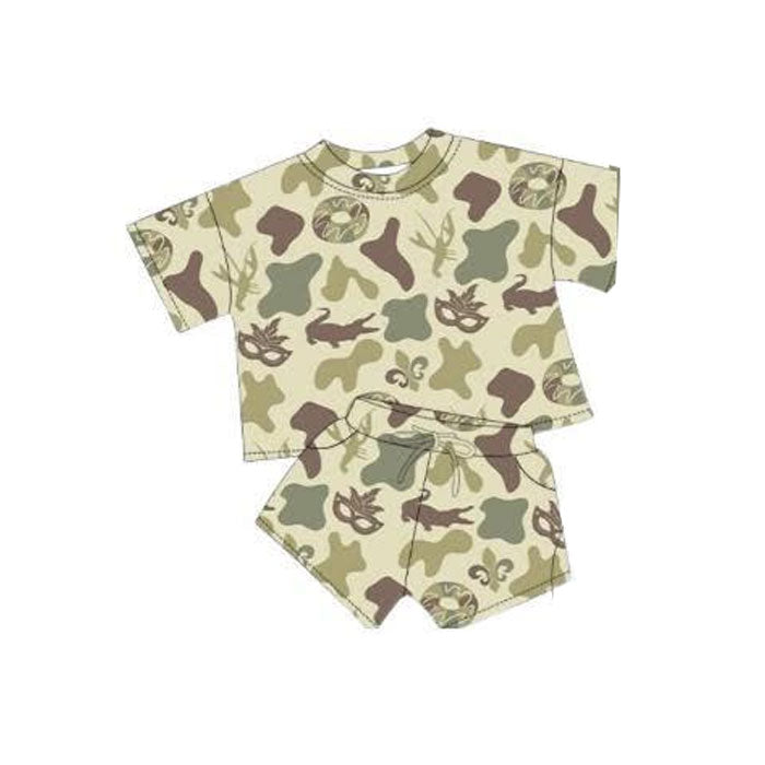 Mardi Gras shirt matching shorts girls summer outfit preorder