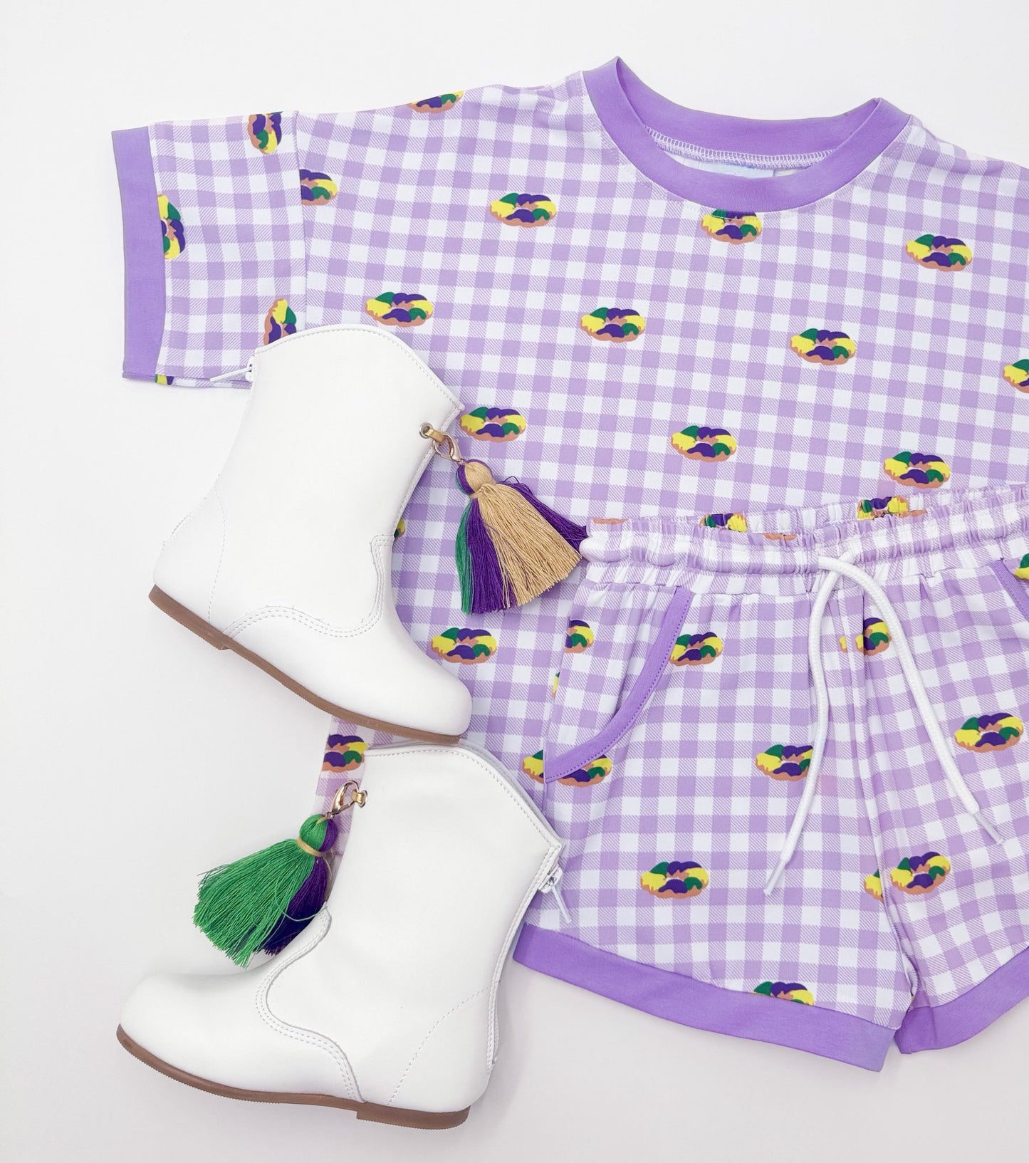 Mardi Gras shirt matching shorts girls holiday outfit preorder