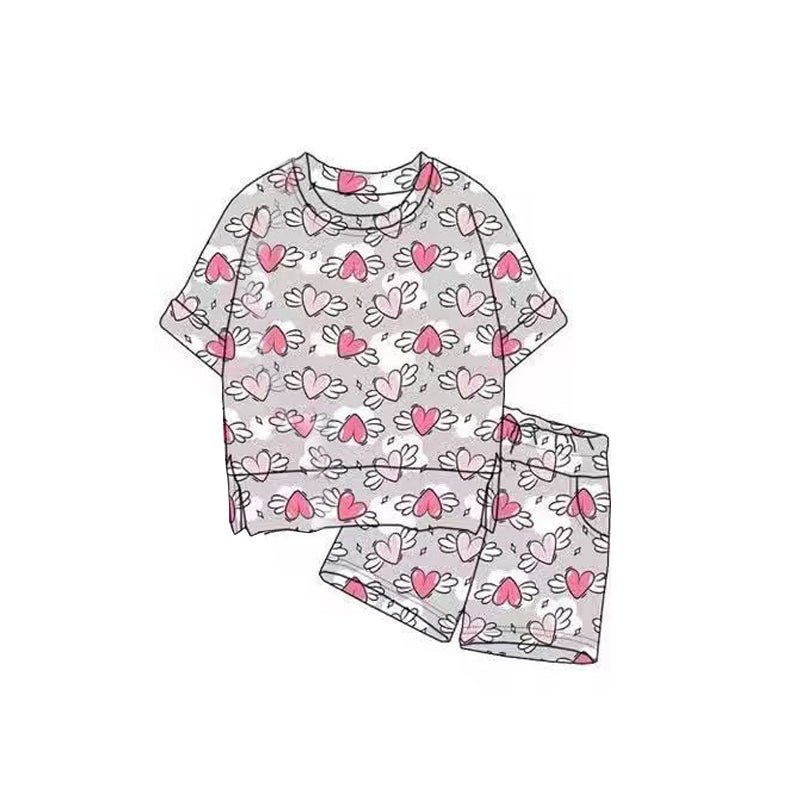 Valentines heart top matching shorts baby girl outfit preorder