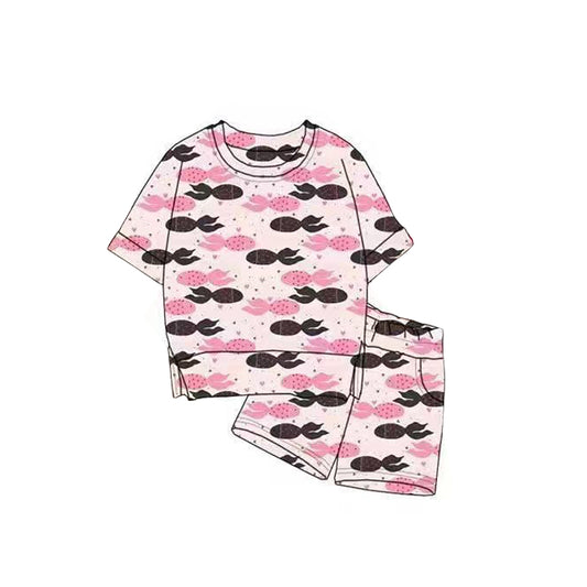 Fish print top matching shorts baby girl outfit preorder
