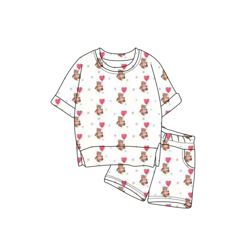 Valentines dear heart top matching shorts baby girl outfit preorder