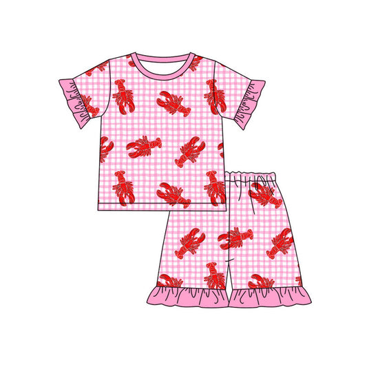 Crawfish design top matching shorts girl summer outfit preorder