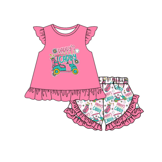 Daddys caddy golf design top matching shorts girl summer outfit preorder