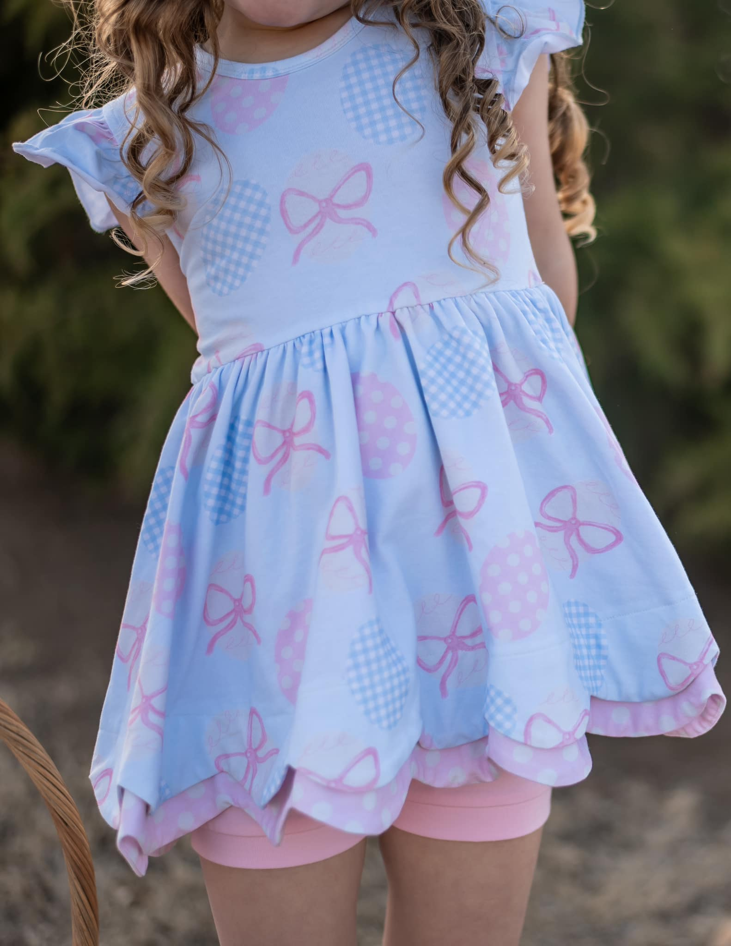 Pink bow design top matching shorts girls summer outfit preorder