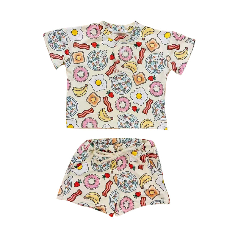 Donut print top matching shorts girls summer outfit preorder