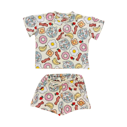Donut print top matching shorts girls summer outfit preorder