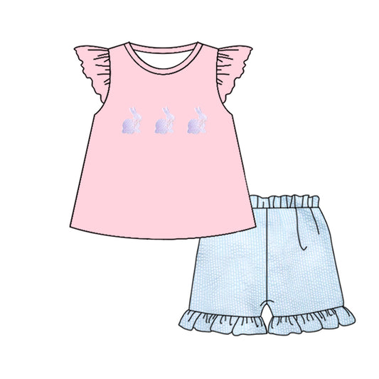Easter bunny top matching shorts girls summer outfit preorder