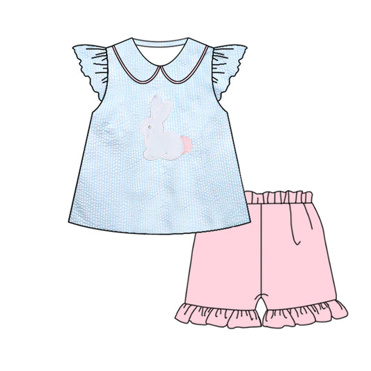 Easter bunny top matching shorts girls summer outfit preorder