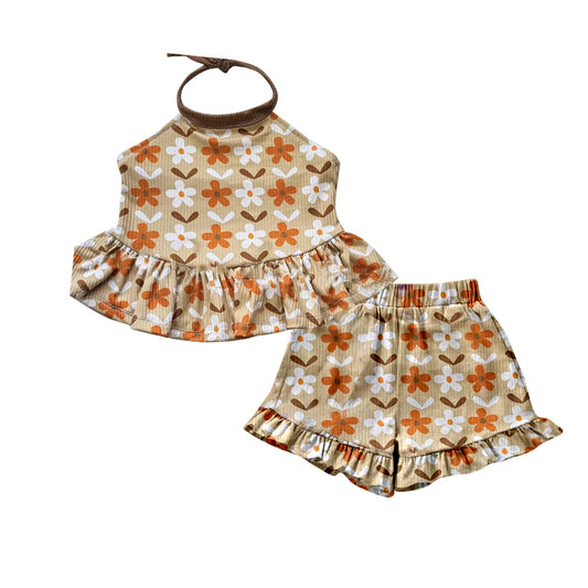 Flowers top matching shorts girls summer outfit preorder
