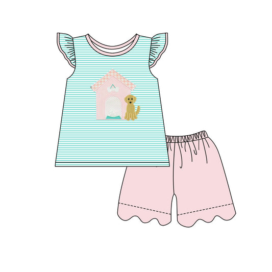 Dog house top matching shorts girls summer outfit preorder