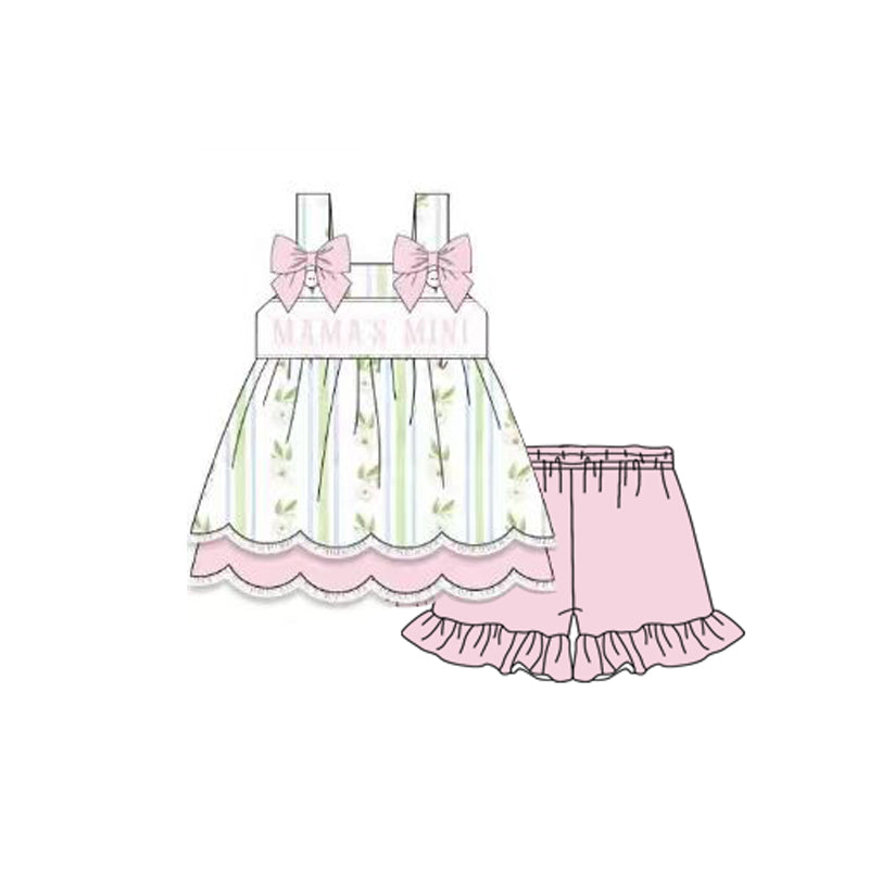 Mamas mini pink top matching shorts girls summer outfit preorder