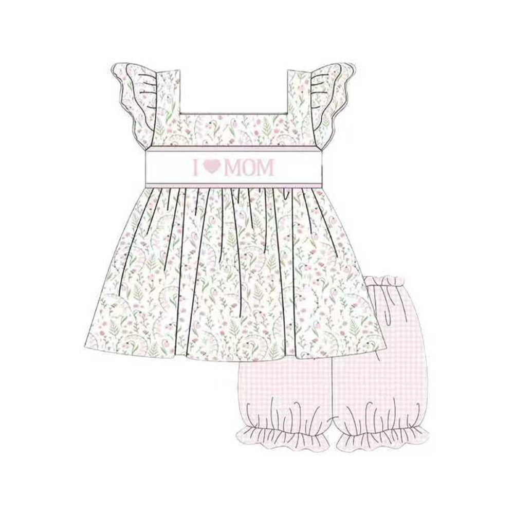 I love mom top matching shorts girls summer outfit preorder