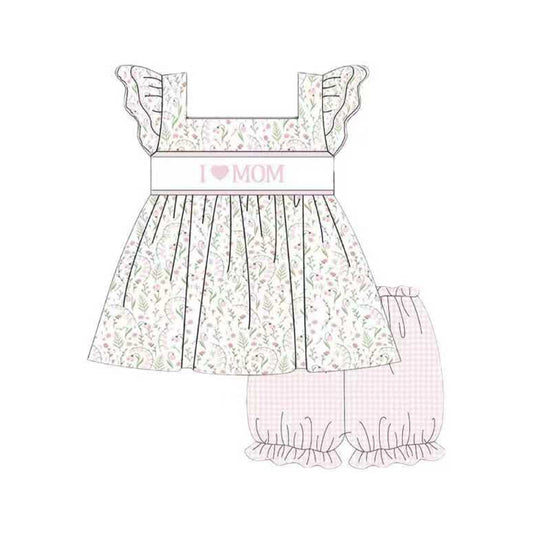 I love mom top matching shorts girls summer outfit preorder