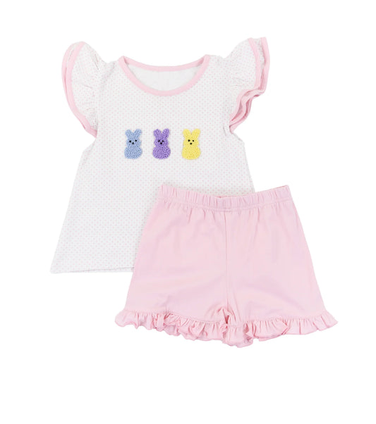 Easter bunny top matching shorts girls summer outfit preorder