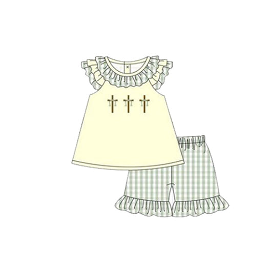 Easter cross top matching shorts girls summer outfit preorder