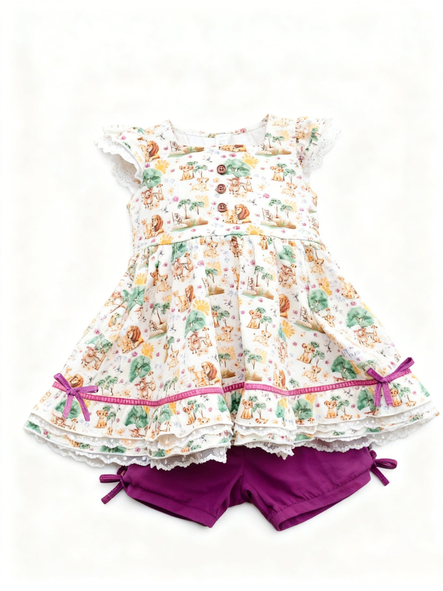 Animal lion top matching shorts girls summer outfit preorder
