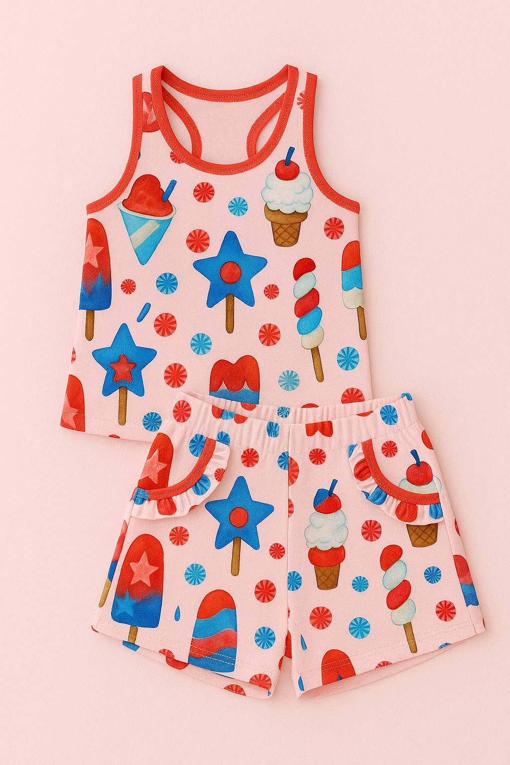 American top matching shorts girls July 4th outfit preorder