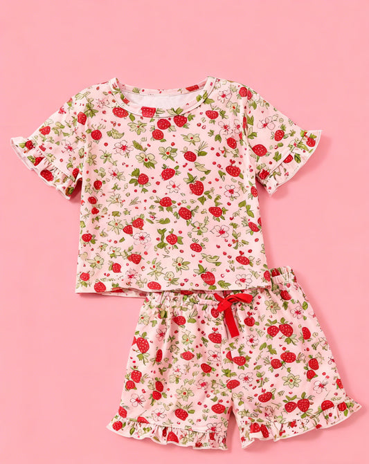 Flowers top matching shorts girls summer outfit preorder