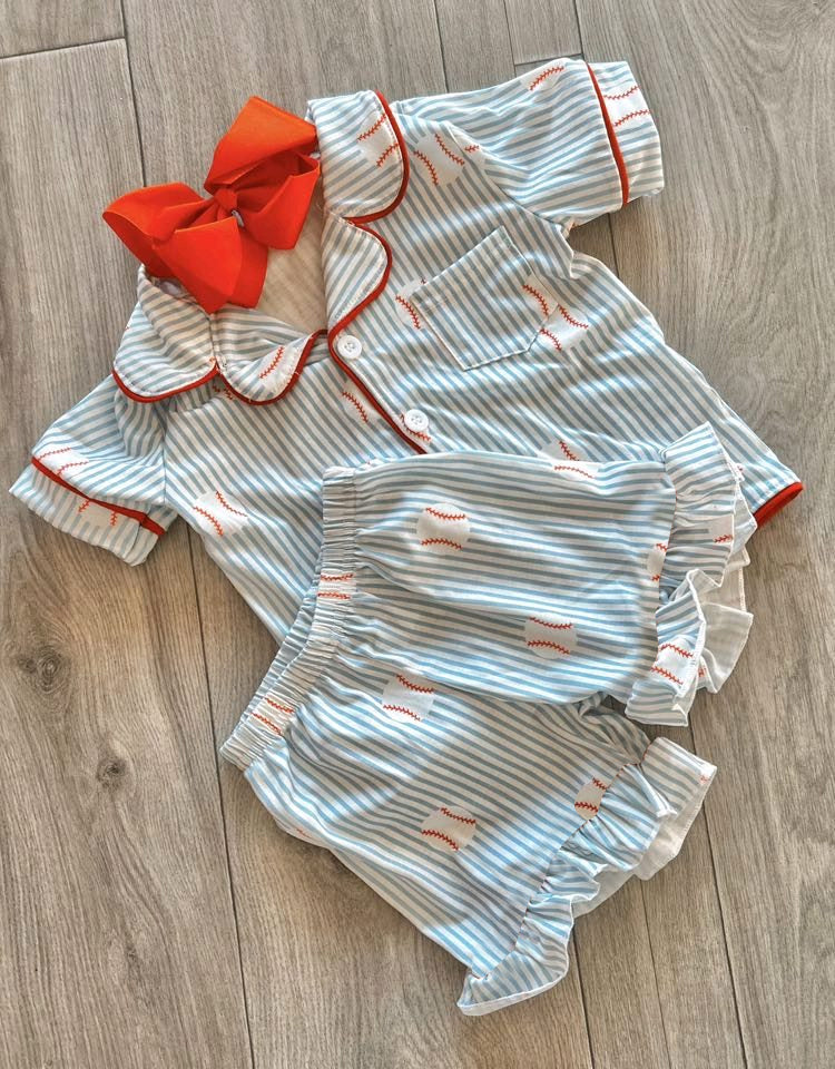 Baseball top matching shorts girls summer outfit preorder