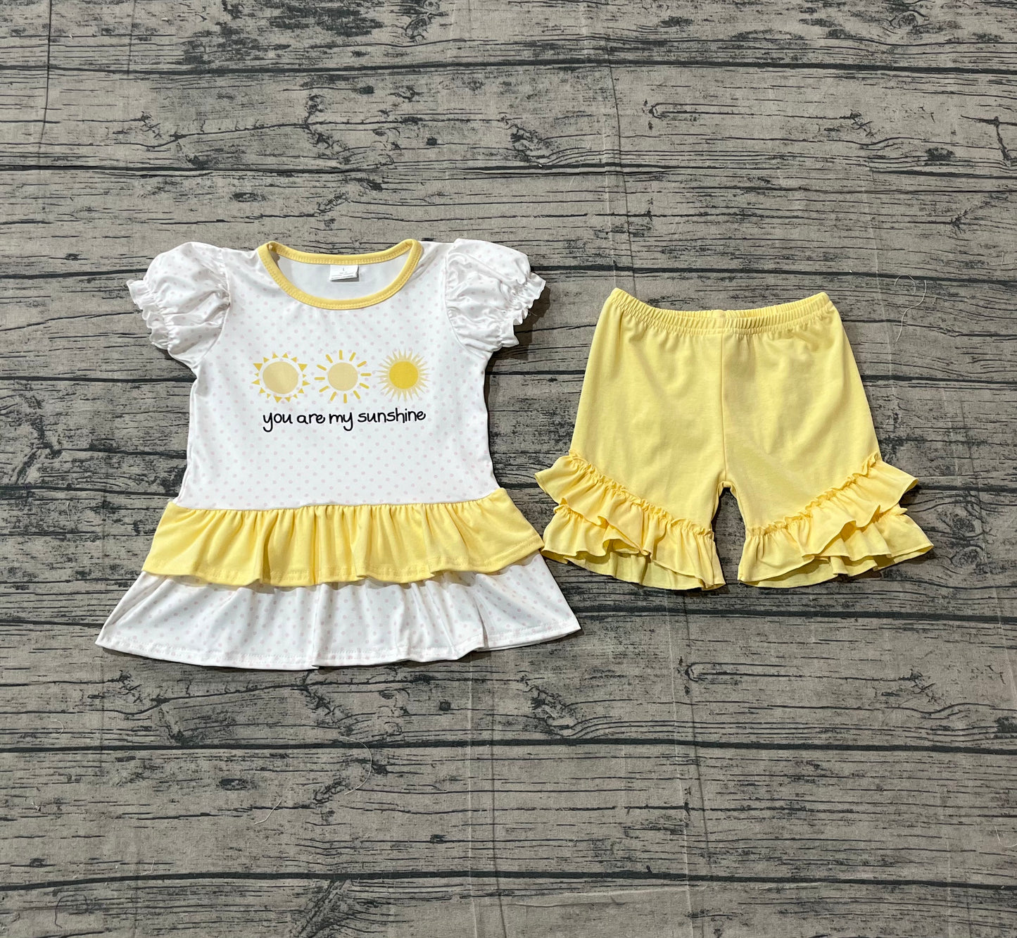 Sunshine top matching shorts girls summer outfit preorder