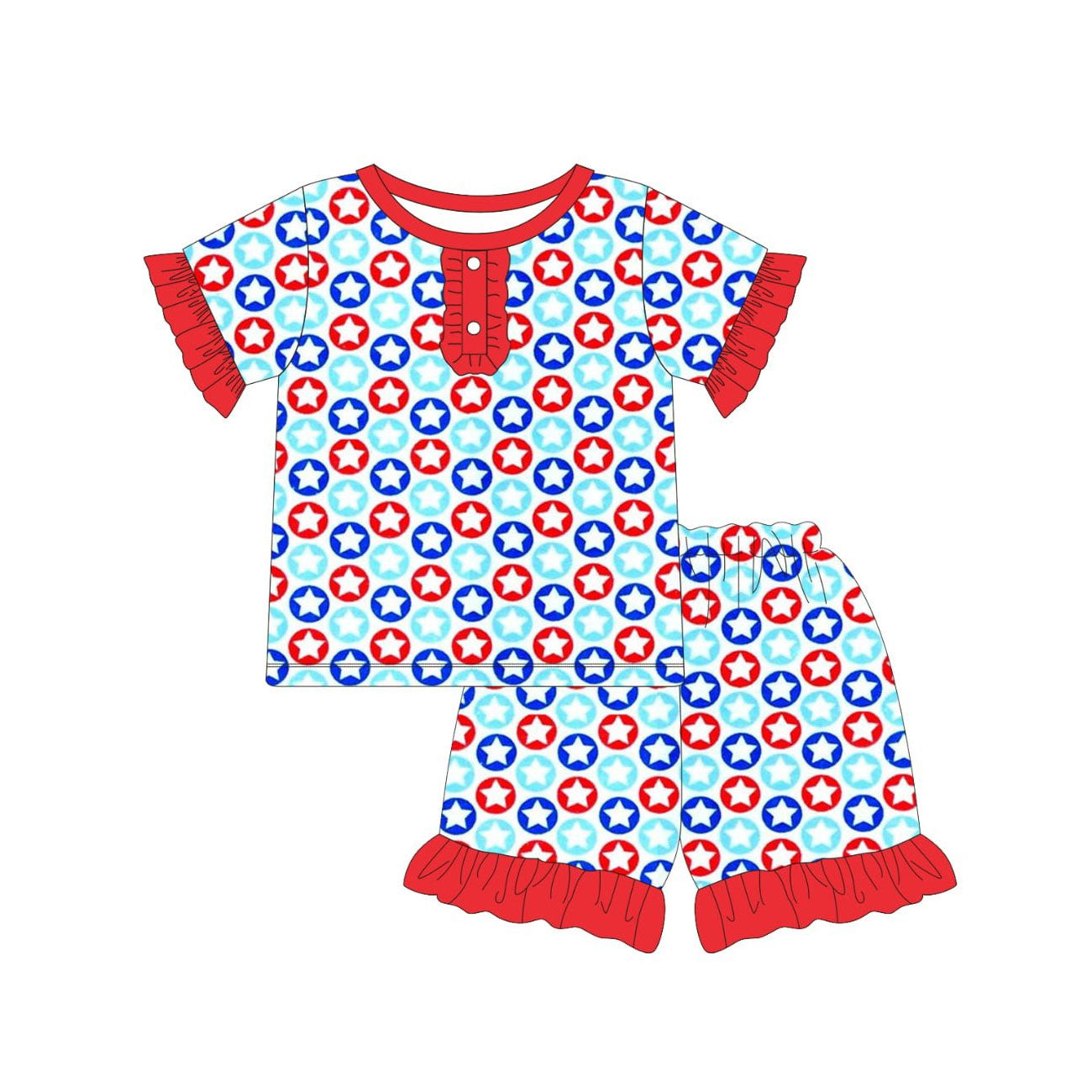 America star design top matching shorts girls summer outfit preorder