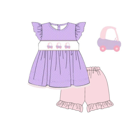 Golf car design top matching shorts girls summer outfit preorder