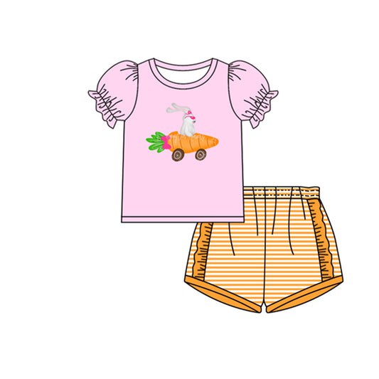 Easter carrot design top matching shorts girls summer outfit preorder