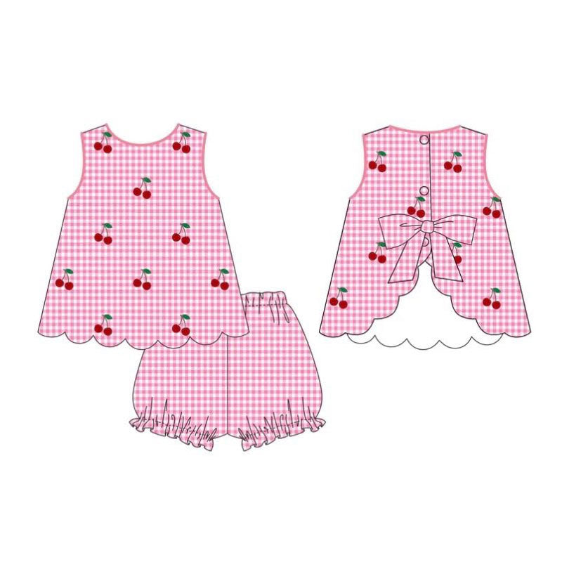Cherry design top matching shorts boy summer outfit preorder